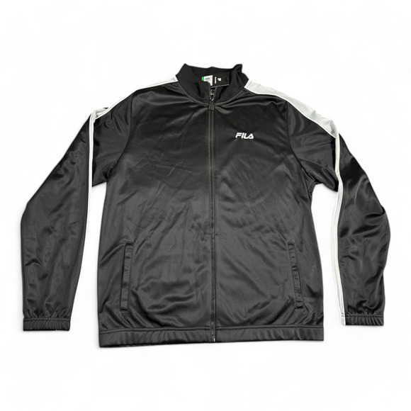 Fila Jacket Adult LARGE Black Silver White Rhory Track Active Wear Athletic Tags - Picture 1 of 11